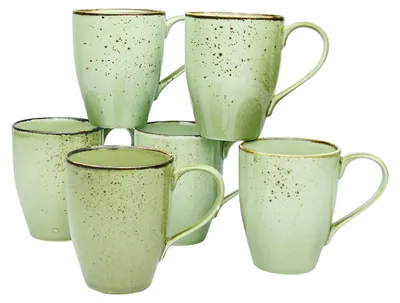 Zdjęcie produktu dla CreaTable, 22053, Nature Collection Green, kubek do kawy 6 szt, kamionka