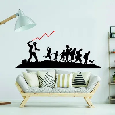 Image de Autocollant mural Decords – Homme d'affaires, style street art, 79 x 33 cm, pour une application sur la gauche