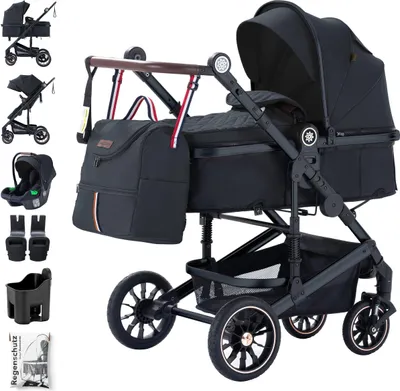 Produktbild von Daliya® NEOMOVE 3in1 Kinderwagen, mit i-Size Babyschale & Buggy, Alu-Rahmen Reisekinderwagen, Kombikinderwagen mit großen Einkaufskorb, komfortabel