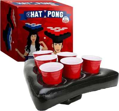 Productafbeelding van Hat Pong - Beer Pong-spel - Kwaliteit - 2 opblaasbare hoeden - 12 rode bekers - 2 ballen - Drinken Game - Huisfeest