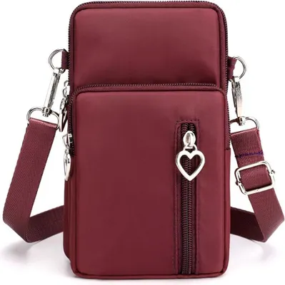 Produktbild von INF Kleine Nylon Umhängetasche Handytasche - Kompakt & Leicht für Alltag Weinrot