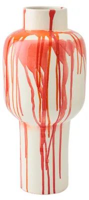 Produktbild von J-Line Vase Gestreift Keramik Weiß/Orange