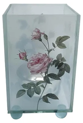 Glas-Votivkerzenhalter Rosenmotiv 10 cm Höhe