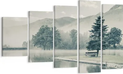 Produktbild von Bild auf Leinwand - Leinwandbild - 5 Teile - Cool Landschaft Berge - 100x60cm - Wand Bild - Wanddeko - Wandbilder - Leinwanddruck - Bilder - Wanddekoration - Leinwand bilder - Wandbild - EG100x60-4611