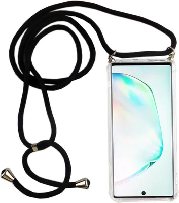 Image de Cordon pour téléphone portable Samsung Galaxy Note 10 - Étui collier avec bandoulière - Cordon avec coque pour porter en bandoulière, couleur noire