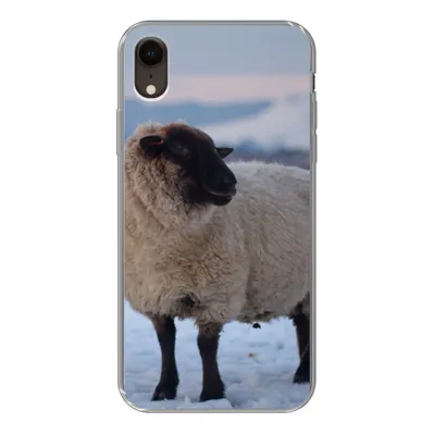 Produktbild von MuchoWow® Handyhülle Schutzhülle Hülle für iPhone XR Schaf - Schnee - Berg Silikon Softcase Handy Hülle - Schutzdeckel