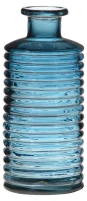 Produktbild von Hakbijl Glass Vase - blau - transparent - gerippt - 14 x 31 cm