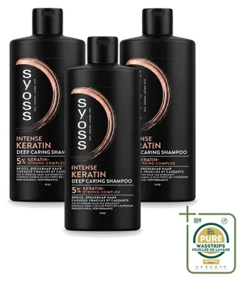 Productafbeelding van 3 x Syoss Keratin Diepverzorgende Shampoo - 440 ml - Voorraadverpakking - 3 stuks
