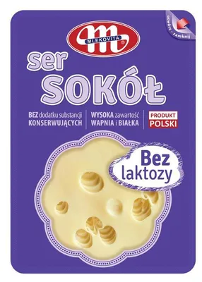 Zdjęcie produktu dla Mlekovita Ser Sokół bez laktozy dojrzewający plastry 150g