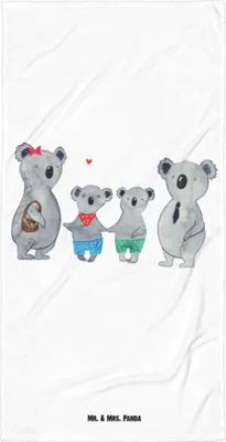 Produktbild von Mr. & Mrs. Panda Handtuch Koala Familie zwei - Weiß - Geschenk, Strandtuch, Zusammen, Koalabär, Badehandtuch, Strandlaken, Muttertag, Frottee-Handtuch, Duschhandtuch