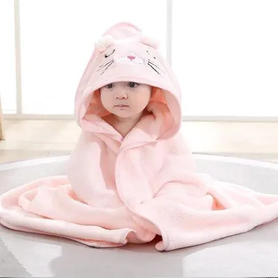 Produktbild von Baby-Tuch mit Kapuze - 80 x 80 cm - Korallenfleece - Für Babys und Neugeborene - Unisex - 0-5 Jahre