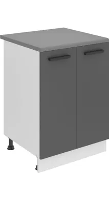 Produktbild von Belini Unterschrank Küche, Küchenunterschrank 60 cm Breite. SD2 Küchenunterschrank mit Arbeitsplatte. Küchenschrank mit 2 Türen, Silber matt