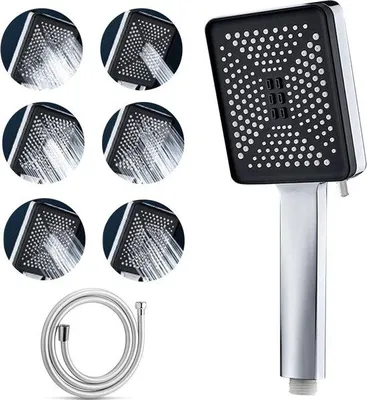 Immagine prodotto di Doccia a risparmio idrico a 6 getti con tubo flessibile da 1,5 m, cromata