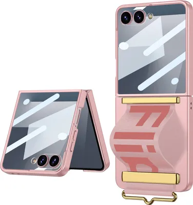 Image de Étui ultrafin pour Samsung Galaxy Z Flip 7 avec protection de la charnière, petite protection d'écran et sangle Rose
