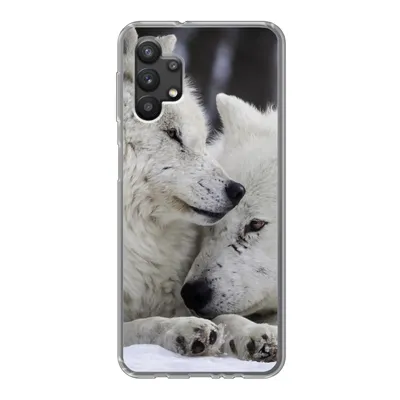 Produktbild von MuchoWow® Handyhülle Schutzhülle Hülle für Samsung Galaxy A32 5G Wölfe - Schnee - Familie Silikon Softcase Handy Hülle - Softcase