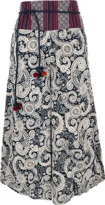 Produktbild von Palazzohose, Offene Boho Sommerhose, Hosenrock mit Kordelband - Schwarz/weiß/Paisley, Damen, Viskose, Hosen