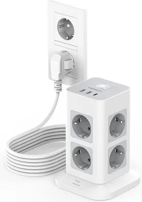 Obrázok produktu pre Univerzálna zásuvková skriňa s ochranou proti preťaženiu, predlžovacím káblom a poistkou pre domáce použitie, 3600 W, 16 A.
