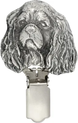 Produktbild von Cavalier King Charles Spaniel - Brosche mit Clip, Startnummernhalter, versilberte Anstecknadel für Hundeausstellungen der Marke Art-Dog