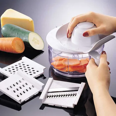 Obrázok produktu pre Starlyf® Rotochef 8 v 1 - krájanie, strúhanie, plátkovanie, hobľovanie, lisovanie, mixovanie a oveľa viac 11 dielov krájača ovocia a zeleniny lis na citrusy pesto