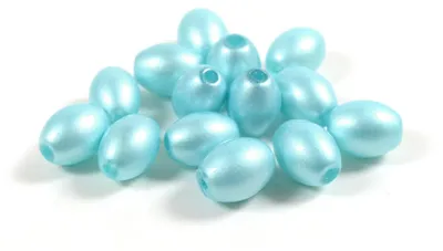 Produktbild von Vintageparts ovale Glasperlen glänzend hellblau 8 x 10,9 mm für Ketten und Armbänder, 20 Stück
