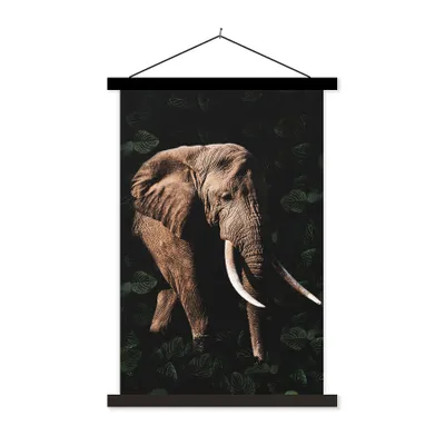 Produktbild von MuchoWow® Textilposter Elefant - Dschungel - Schwarz 40x60 cm mit schwarzem Rahmen - Wanddekorationen