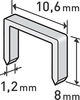Zdjęcie produktu dla Zszywki, opakowanie 1000szt, 8mm, 10,6x0,52x1,2mm