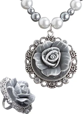 Produktbild von Juwelenset Parelketting und Ring Camee mit Roos