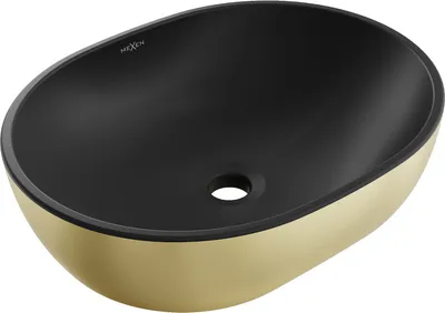 Produktbild von Mexen Viki Aufsatzwaschbecken 48 x 35 cm, schwarz matt/Gold - 21054876