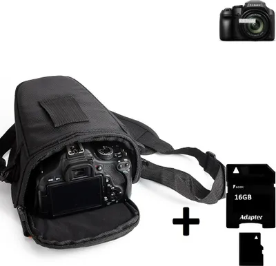 Produktbild von K-S-Trade Schultertasche kompatibel mit Panasonic Lumix DC-FZ82 Colt Kameratasche für Systemkameras DSLR DSLM SLR, Bridge etc., + 16GB Speicherkarte