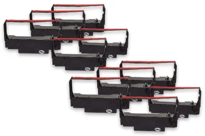 Produktbild von vhbw 10x Farbband Schriftband kompatibel mit Sharp ER 3210 Nadeldrucker, Bondrucker - Schwarz, Rot