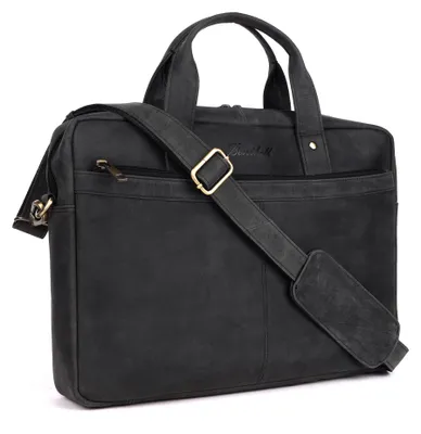 Produktbild von Benthill Laptoptasche Echt Leder I Aktentasche für Laptop I Umhängetasche für Notebook I Damen und Herren Tasche I Echtleder Notebooktasche