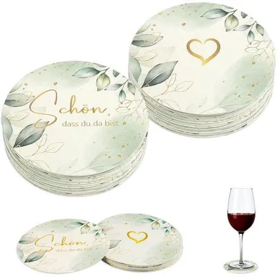 Image de Lot de 30 sous-verres en verre « Eucalyptus » Ø 10 cm pour la décoration de table