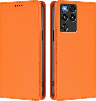 Produktbild von Handyhülle für ZTE nubia RedMagic 11 Pro, Kunstleder Klapphülle Stoßfeste Magnetische Hülle mit Ständer Orange
