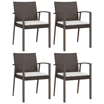 Obrázok produktu pre vidaXL Záhradné stoličky s vankúšom 4 ks. Hnedé 56,5x57x83 cm Poly ratan