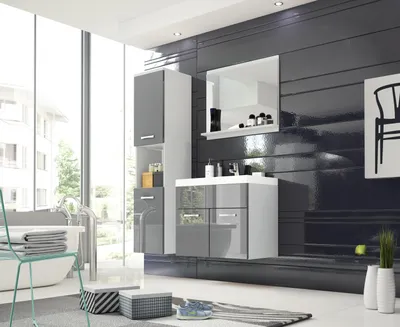Immagine prodotto di Set da bagno MAYRA - bianco / grigio lucido