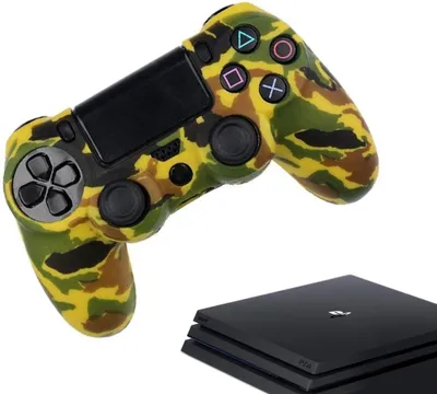 Immagine prodotto di Custodie e skin per PS4, PlayStation 4 - Custodia da gioco performante - Coperchi a presa morbida - Accessori per controller antiscivolo - Camo - Giallo