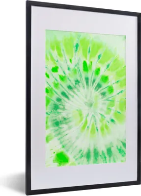 Produktbild von MuchoWow® Gerahmtes Poster Krawattenfärbung - Grün - Spirale 40x60 cm - Poster mit Schwarzem Bilderrahmen Wandposter Rahmen Foto Bilder - Poster in Rahmen