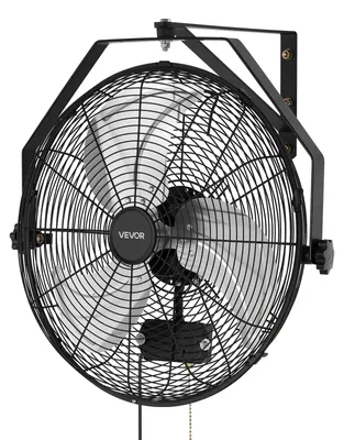 Zdjęcie produktu dla VEVOR 80 W – przemysłowy wentylator ścienny 56,5 cm, 6,4 m/s – wentylator ścienny z funkcją oscylacji i 3 stopniami prędkości, IP44 – wentylator wodoodporny, wentylator przemysłowy do warsztatów, garaży, magazynów i siłowni, kolor czarny