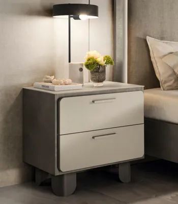 Produktbild von Moderner Beiger Nachttisch Stilvoller Schlafzimmer Holzschrank