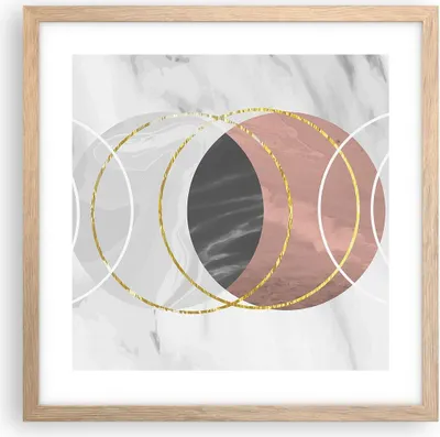Produktbild von Gerahmtes Poster - Rahmen in heller Eiche - Abstraktion Formen Stück - 40x40 cm - Wand Bild - Wanddeko - Wandbilder - Kunstposter - Wandposter - Bilderrahmen - Bilder - Kunstdruck - P2NAC40x40-4935
