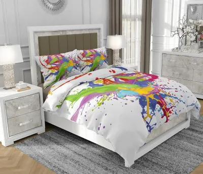 Produktbild von Bettwäsche 140x200 cm + 2x70x80 cm, 3-teilig, 100% Baumwolle, Satin, Reißverschluss, Bunt - SOVIO | So.0178
