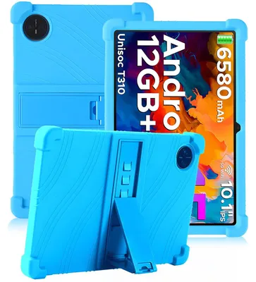 Image de Étui de protection pour tablette Doogee Tab A9+ / Tab A9 Pro+ 11,0 pouces, en silicone souple résistant aux chocs, avec support intégré, couleur bleu clair