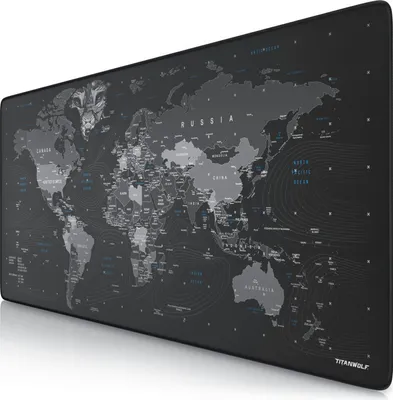 Immagine prodotto di Tappetino per mouse da gioco Titanwolf XXL, 900 x 400 x 3 mm, tappetino da scrivania, lavabile, retro antiscivolo, velocità e precisione, globo