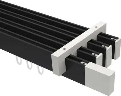 Produktbild von Interdeco Innenlaufstange / Gardinenstange mit Innenlauf Schwarz / Weiß, Typ Smartline Lox (Quader), 14x35 mm 4-läufig, 240 cm