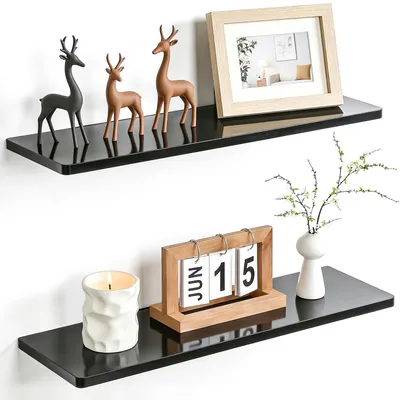 Produktbild von Wandregal, Acryl-Wandregal, 2 Stück, schwebendes Regal, schwarz, 30 cm, hängendes Küchenregal, (schwarz)