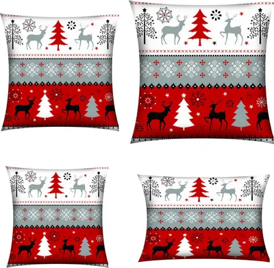 Produktbild von WEIHNACHTSBETTWÄSCHE 4-Set Weihnachts-Kissenbezüge 40x40cm, 30x50cm, 45x45cm, 50x50cm MUSTER: WINTERZEIT