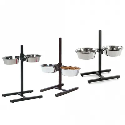 Image de Karlie Otis Plus - Support pour gamelle - Acier inoxydable - Argent/Noir - 1600 ml - diam. 14-21 cm