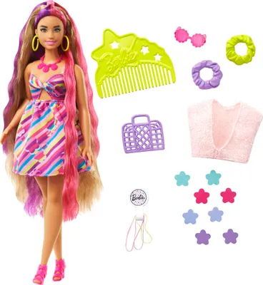 Produktbild von Barbie Totally Hair Puppe (blond/pinke Haare) inkl. Styling-Zubehör
