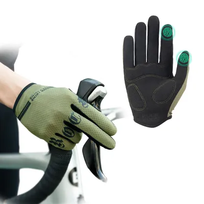 Immagine prodotto di ROCKBROS Guanti da ciclismo dito intero dito lungo Touchscreen Guanti da ciclismo MTB Road Bike Uomo Donna Verde S
