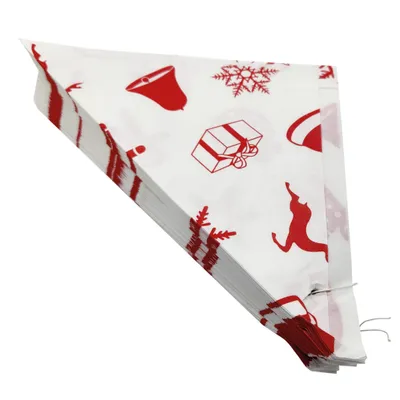 Produktbild von Spitztüten 250 gr. Weihnachten weiß/rot 100 Stück| Für 250 gr. Süßigkeiten | für Popcorn & gebrannte Mandeln | Candybar | Hochzeit | Kindergeburtstag